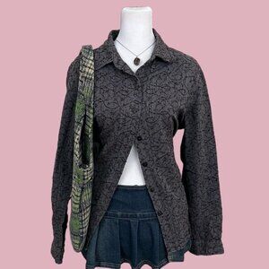 vintage 90s muted purple quirky boho granola button up top